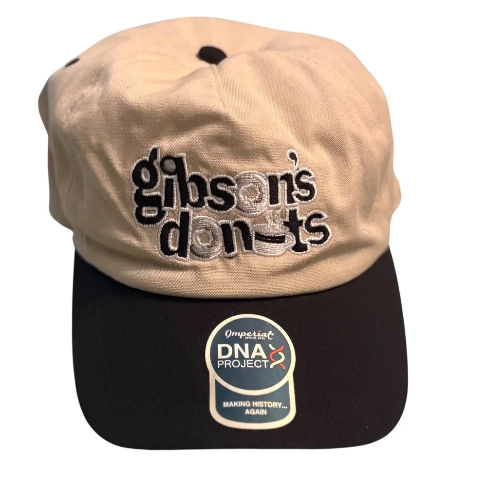 Imperial DNA Project Gibson's Donuts Snapback Hat Tan Navy Blue Memphis Bakery